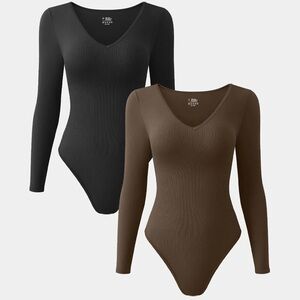 OQQ Women's Long sleeve Bodysuits - Black and Gray - Never Worn